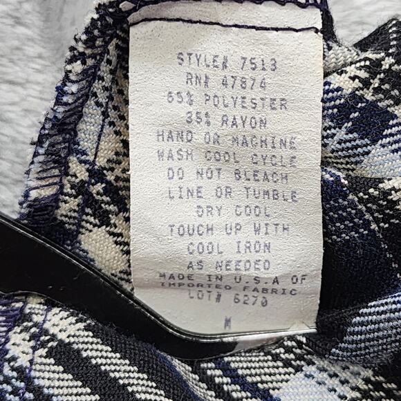 Vintage Lavender Skirt Womens M Blue Black Plaid Pull On Pencil Preppy Academia - Picture 4 of 8